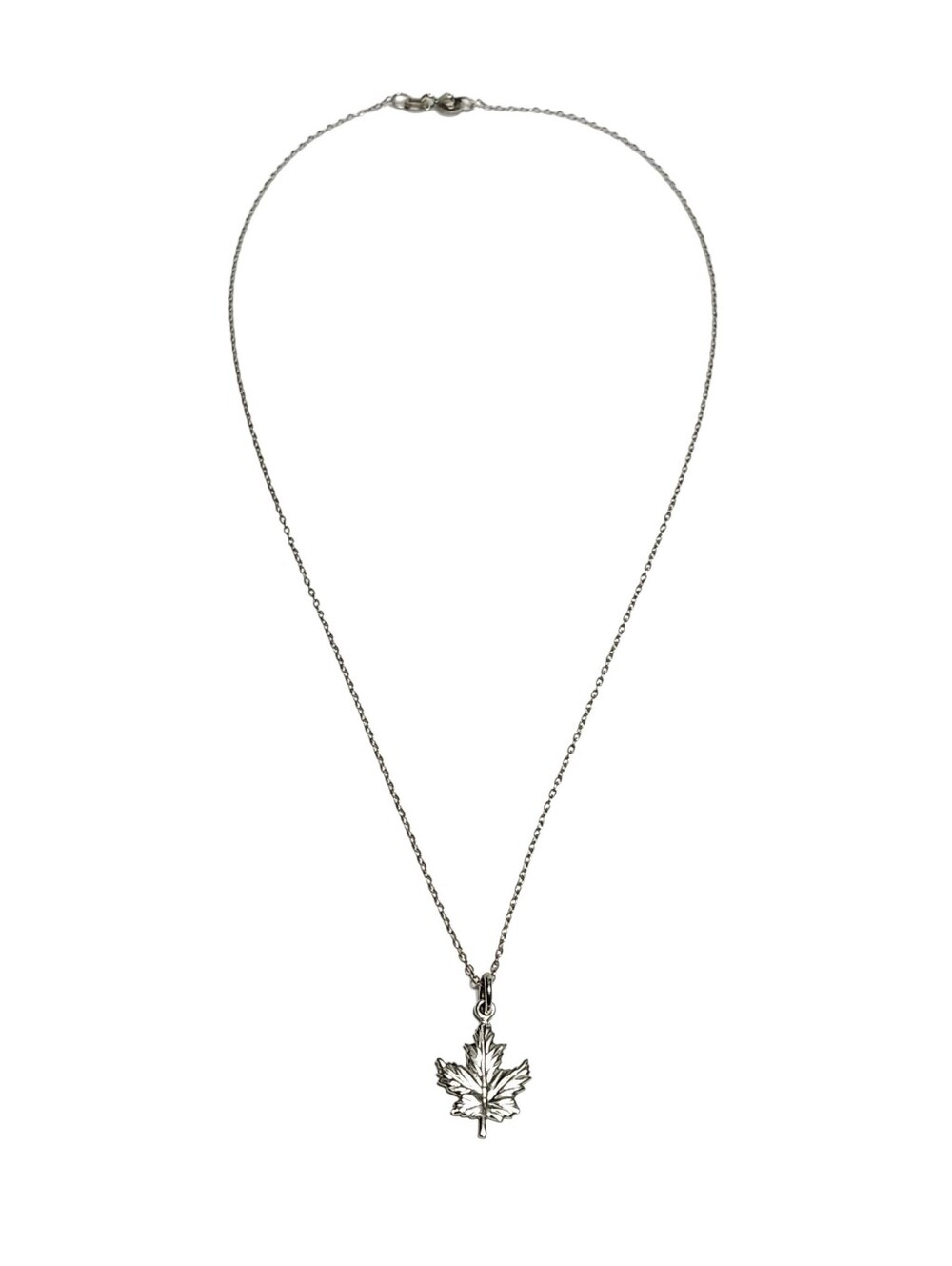 Sterling Silver Maple Leaf Pendant Necklace - Picture 3 of 8